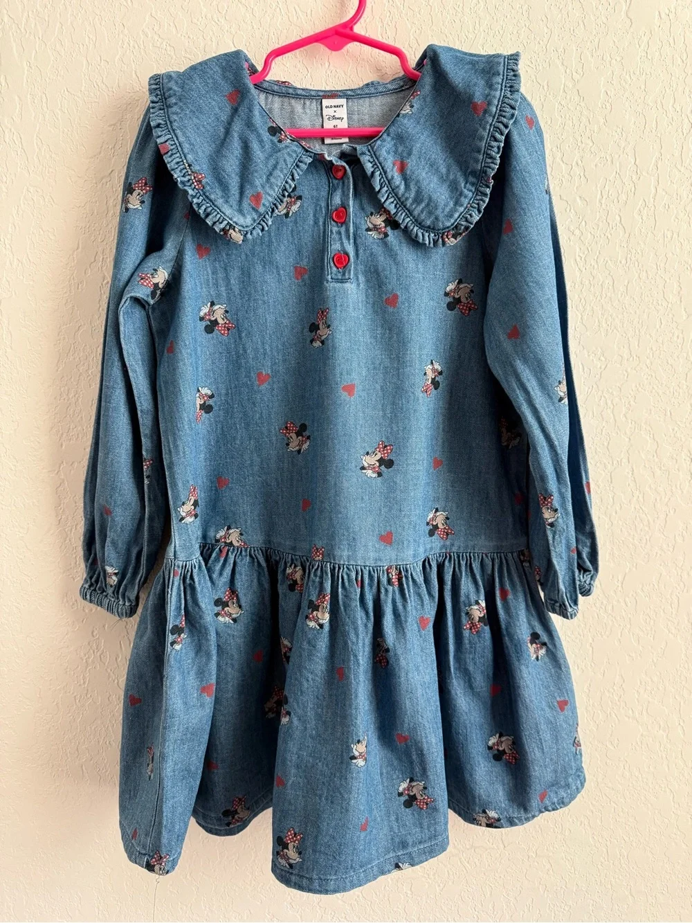 GAP Denim Minnie Mouse Dress with Red Heart Accents - Blue